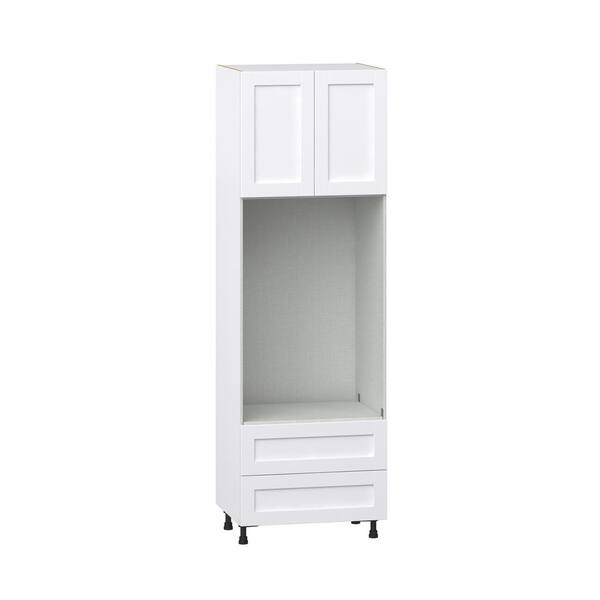 J COLLECTION 30 in. W x 94.5 in. H x 24 in. D Mancos Bright White Shaker Assembled Pantry Micro/Oven Cabinet with Drawer