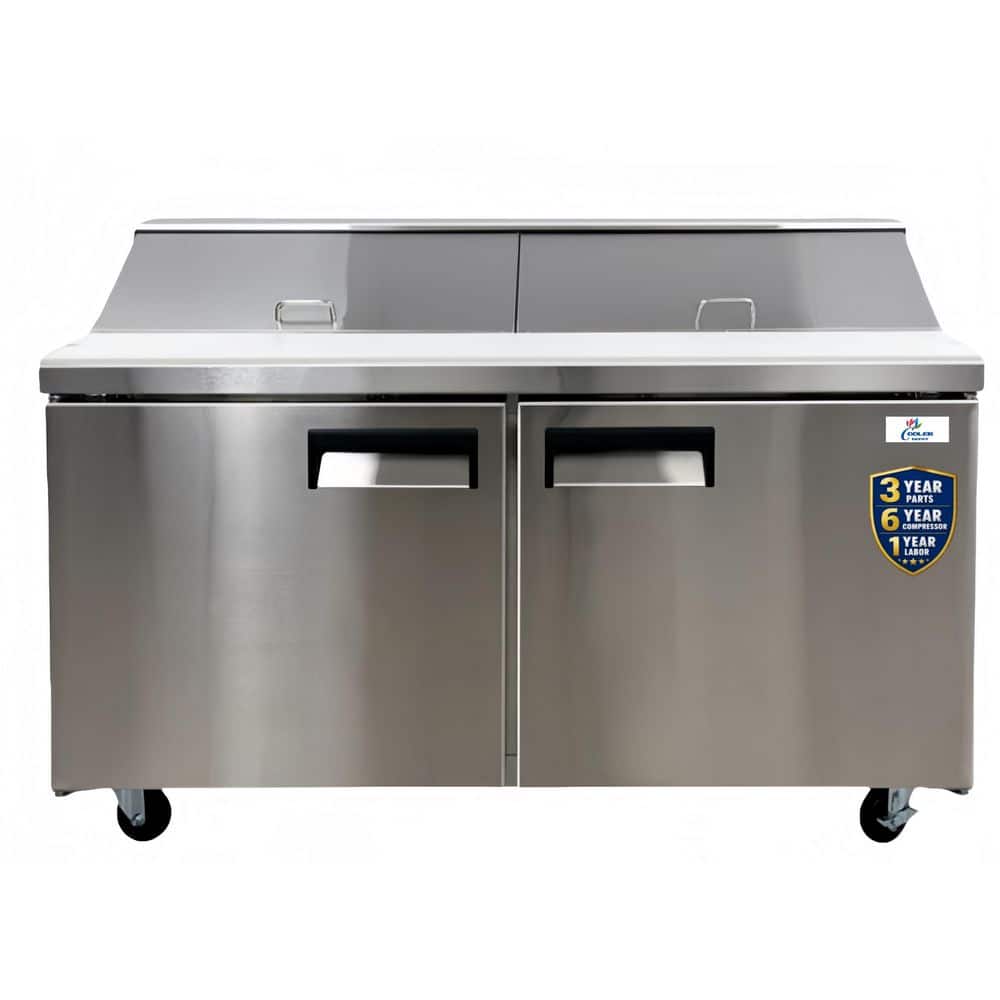 60.25 in. W 15 cu. ft. NSF Commercial Food Prep Sandwich Table Refrigerator Cooler in Stainless Steel
