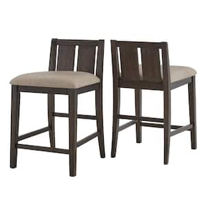 Brown 2-Tone Fabric Counter Height Chair (Set of 2)