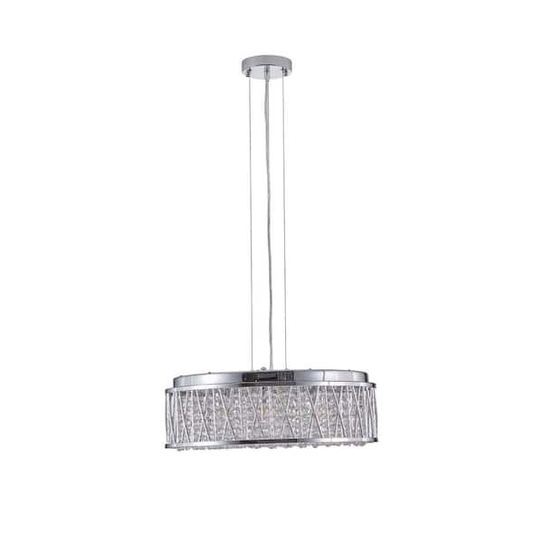 Jushua 18.9 in. 7-light Crystal Chandelier Round Ceiling Light Flush Mount Ceiling Light Fixture for kitchen Island