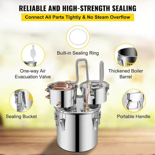 SKYSHALO Alcohol Still, 3 Gallon Stainless Steel Alcohol Distiller