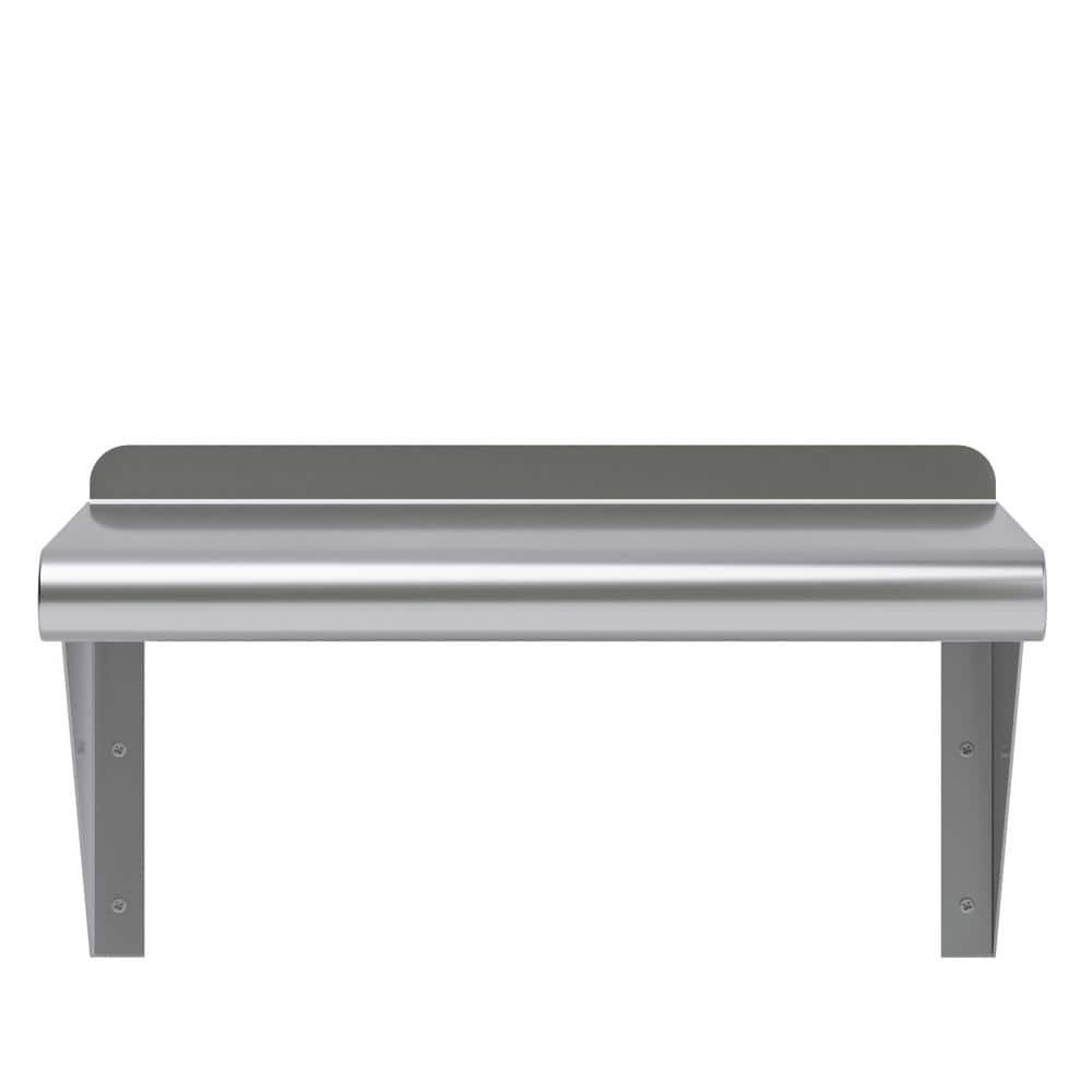 16" Stainless Steel Wall Shelf with Brackets and Backsplash