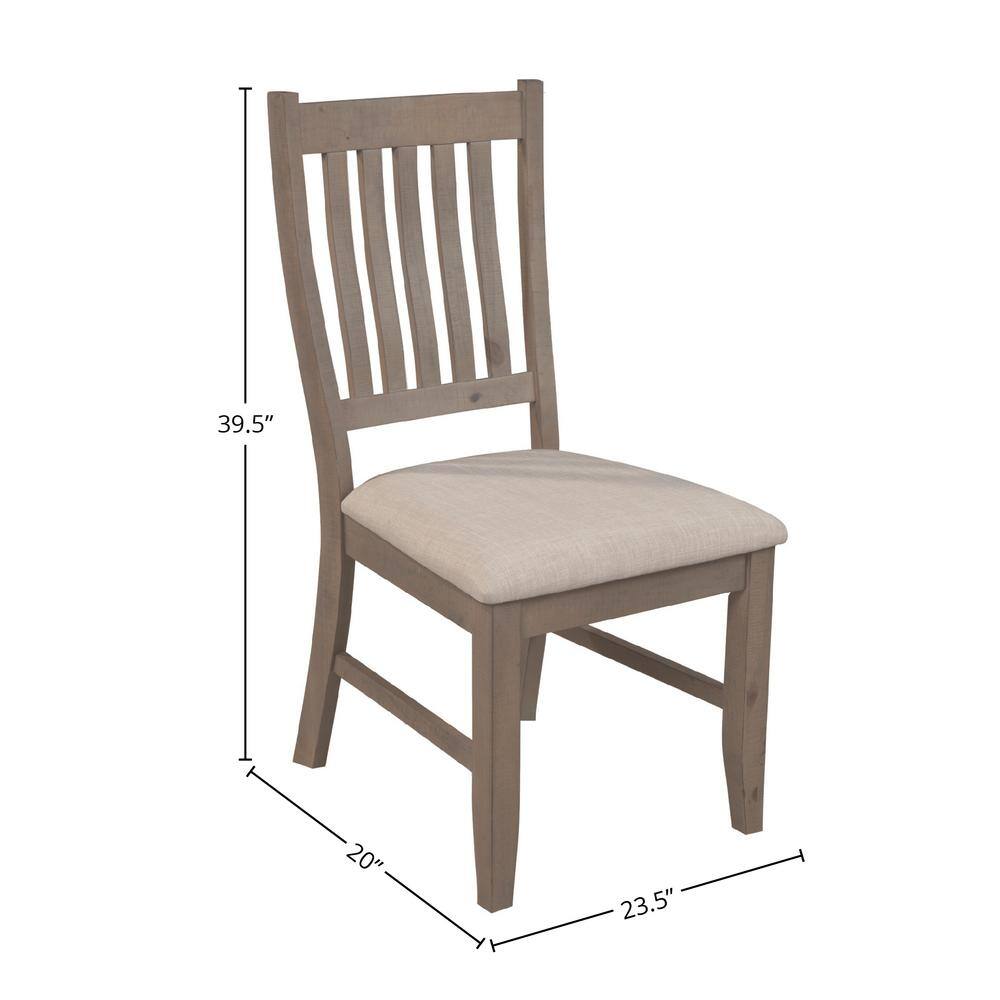 Arlo Natural Pine Wood Ladderback Side Chair with Beige Cushion