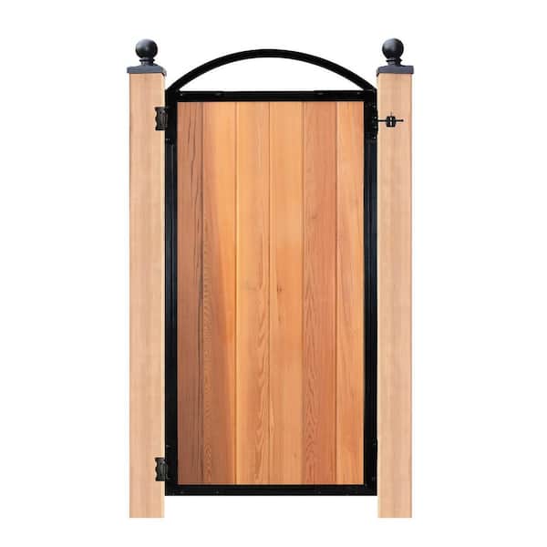 NUVO IRON Black Galvenized Steel 6-Board Gate Frame for 36.25 in. W Opening with Removable Arch