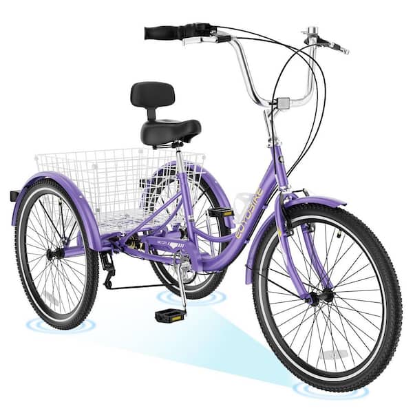 青紫色 シティサイクル 3輪 バスケット付き MOONCOOL Adult Tricycle, 20 in. wheels, rear storage basket