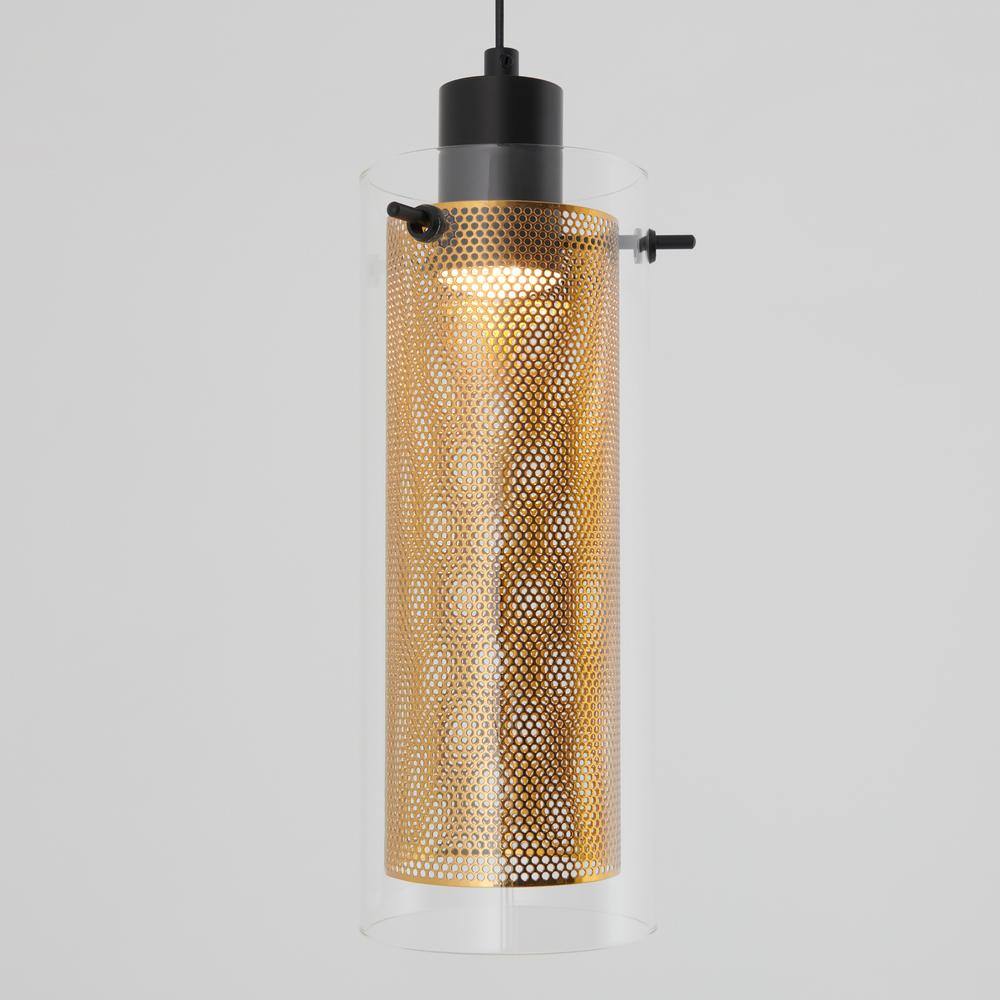 Elegant Matte Black and Gold LED Glass Pendant Light