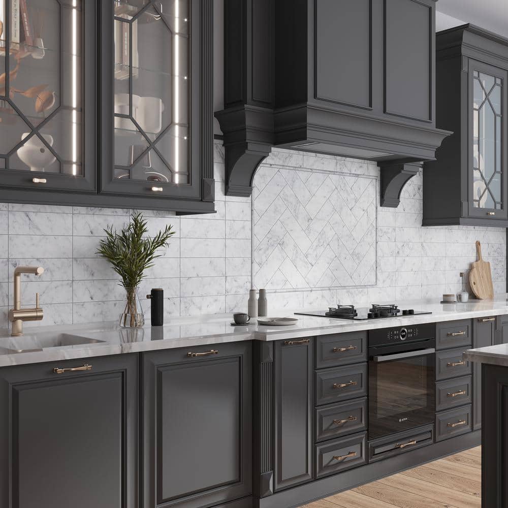 Apollo Gray and White 4x12 Honed Marble Subway Tile