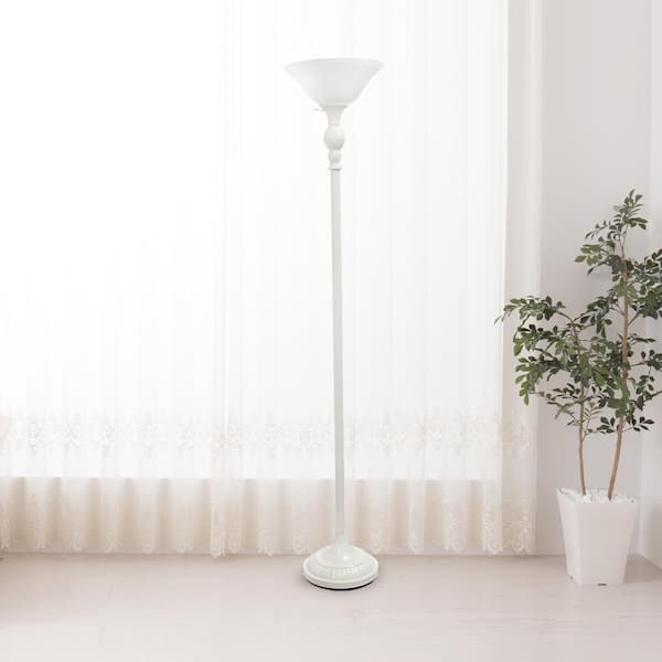 Light White Torchiere Floor Lamp, Glass Uplighter Shade For Standard Lamp