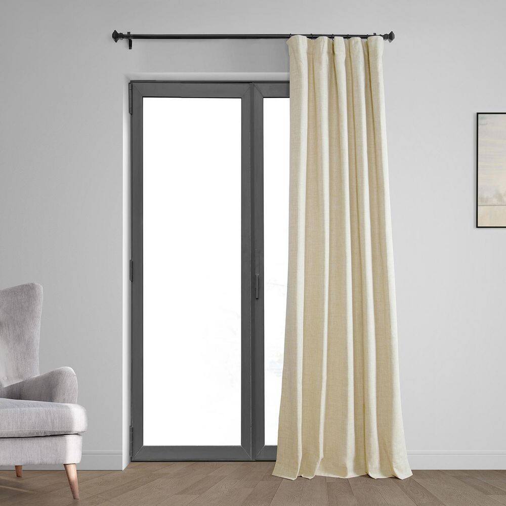 Natural Light Beige Linen Weave Blackout Curtain Panel, 50W x 96L