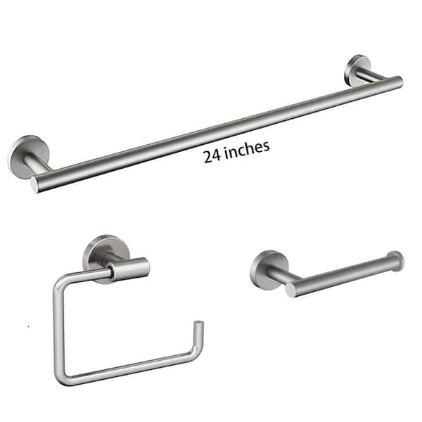 3-Piece Bath Hardware Set with Mounting Hardware in Stainless Steel Brushed NIckel
