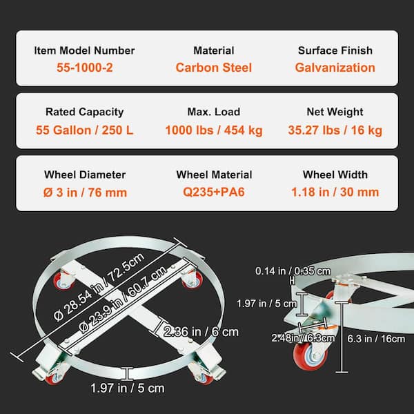 Pentagon Tool 1000 lb. Capacity Heavy Duty Steel Drum Dolly HWD630476 - The  Home Depot