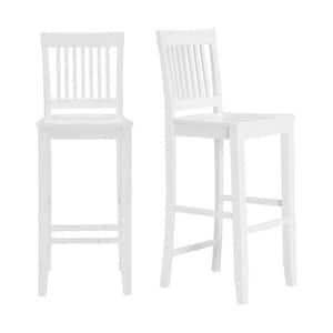 Scottsbury White Wood Bar Stools with Slat Back (Set of 2) (19.14 in. W x 44.52 in. H)