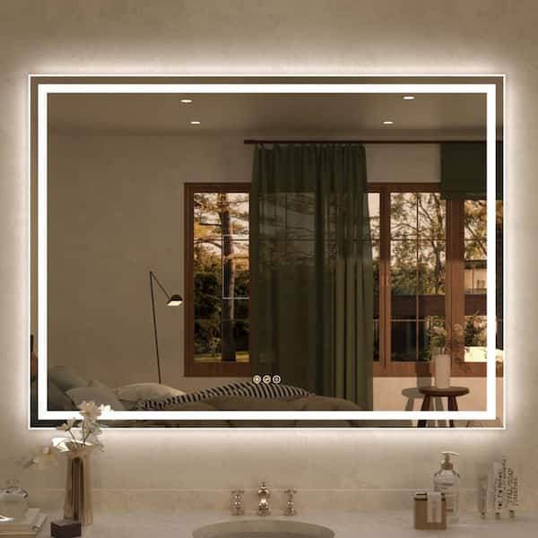 Spring 48 in. W x 36 in. H Rectangular Frameless LED Wall Bathroom Vanity Mirror