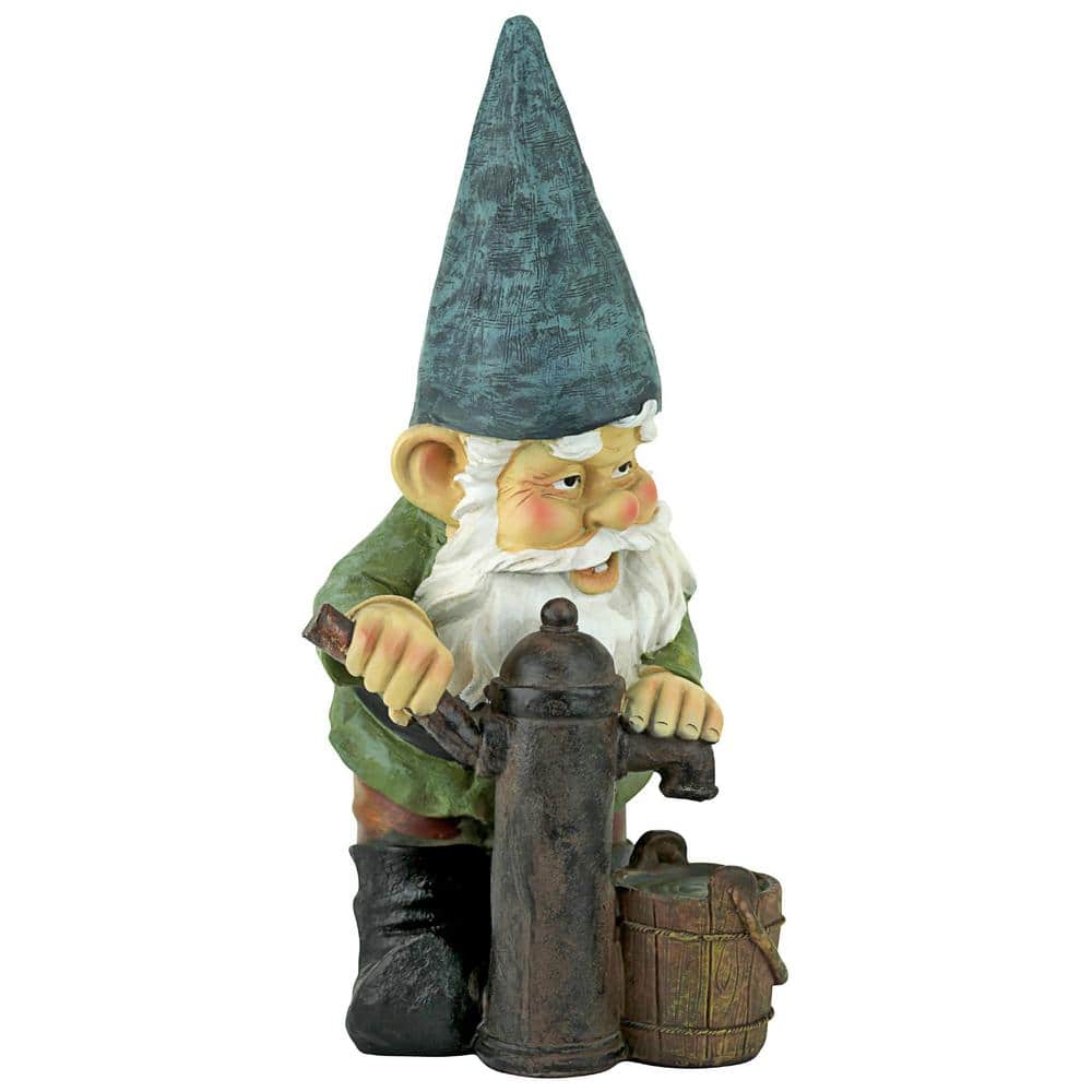 Hand-Painted Green and Brown Resin Garden Gnome Statue