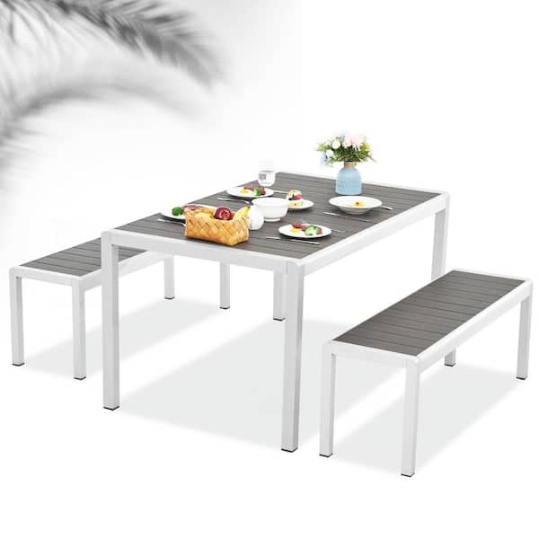 JEAREY 6 - Person Rectangular Grey Metal Outdoor Dining Set