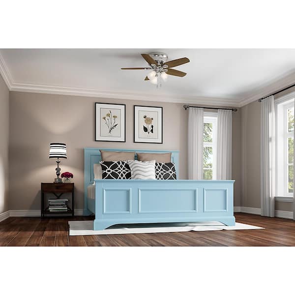 Builder 42 in. Brushed Nickel Low Profile Indoor Ceiling Fan with LED Light Kit and Pull Chain