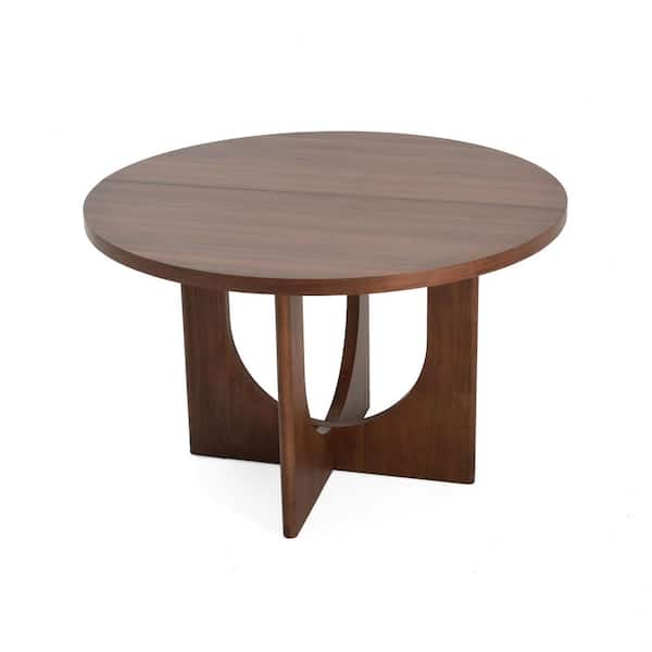 Harper & Bright Designs Vintage Farmhouse Walnut Wood 48 in. Round