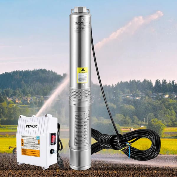 Deep Well Submersible Pump 1.5HP 115V 37 GPM 276 ft. Head Water Pump with 33 ft. Cord & External Control Box for Home