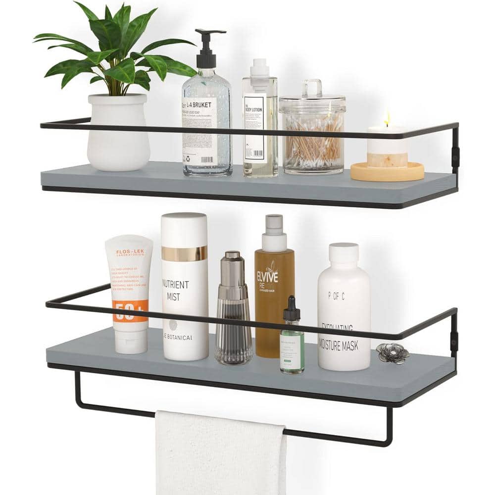 16 in. W x 6 in. D Grey Decorative Wall Shelf, Floating Shelves for Wall Se
