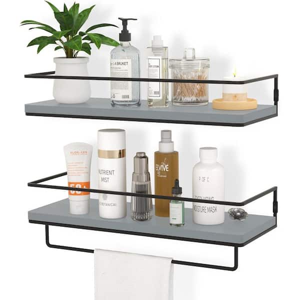 Cubilan 16 in. W x 6 in. D Grey Decorative Wall Shelf, Floating Shelves for Wall Set of 2
