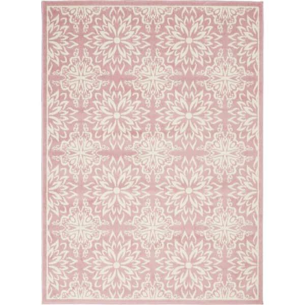 Nourison Jubilant Ivory/Pink 4 ft. x 6 ft. Moroccan Farmhouse Area Rug
