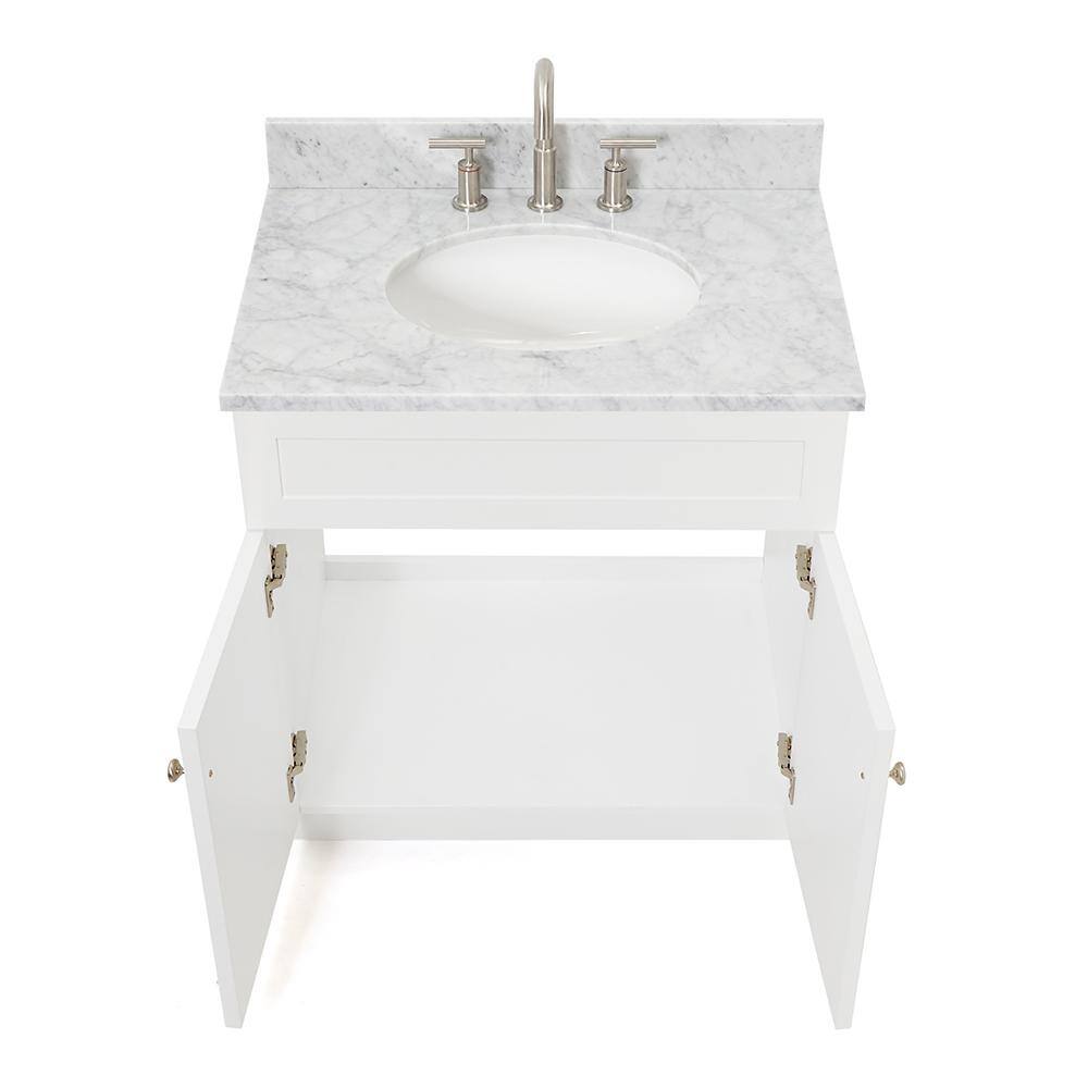 Hamlet 31" White Wood Vanity with Carrara Marble Top