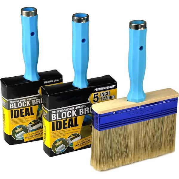 3-Pack Deck Paint Brushes Thick Stain Brushes (4, 5, 6) for Wood, Fence, Walls, and House Compatible with Poles