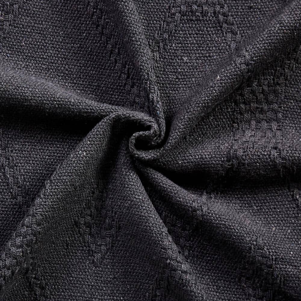 Chic Chester Black Cotton Fringe Throw Blanket, 50" x 60"
