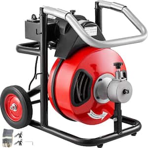 Electric Drain Auger 100 ft. x1/2 in. Sewer Snake Drill Cleaner 550-Watt with Wheel Cutter for 1 in. to 4 in. Plumb Pipe