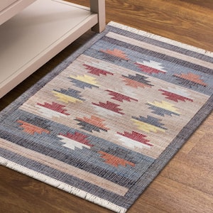 Silas Multi-Colored 2 ft. x 3 ft. Hand-Woven Southwestern Jute-Blend Area Rug