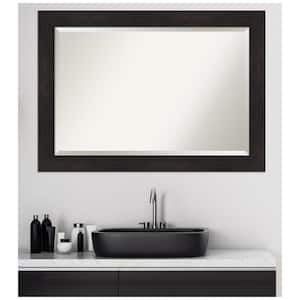 Medium Rectangle Espresso Brown/Tan Beveled Glass Modern Mirror (29.5 in. H x 41.5 in. W)