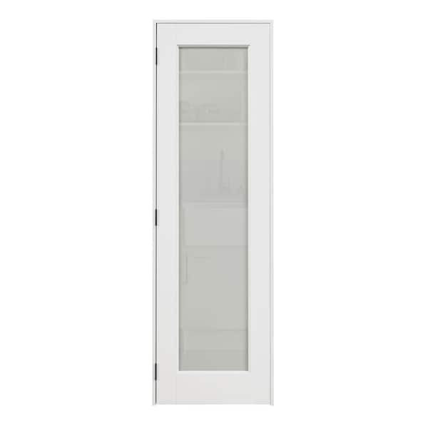 24 in. x 80 in. 1-Lite Frosted Glass Right White Solid Core Wood Single Prehung Interior Door with Quick Assemble Jamb