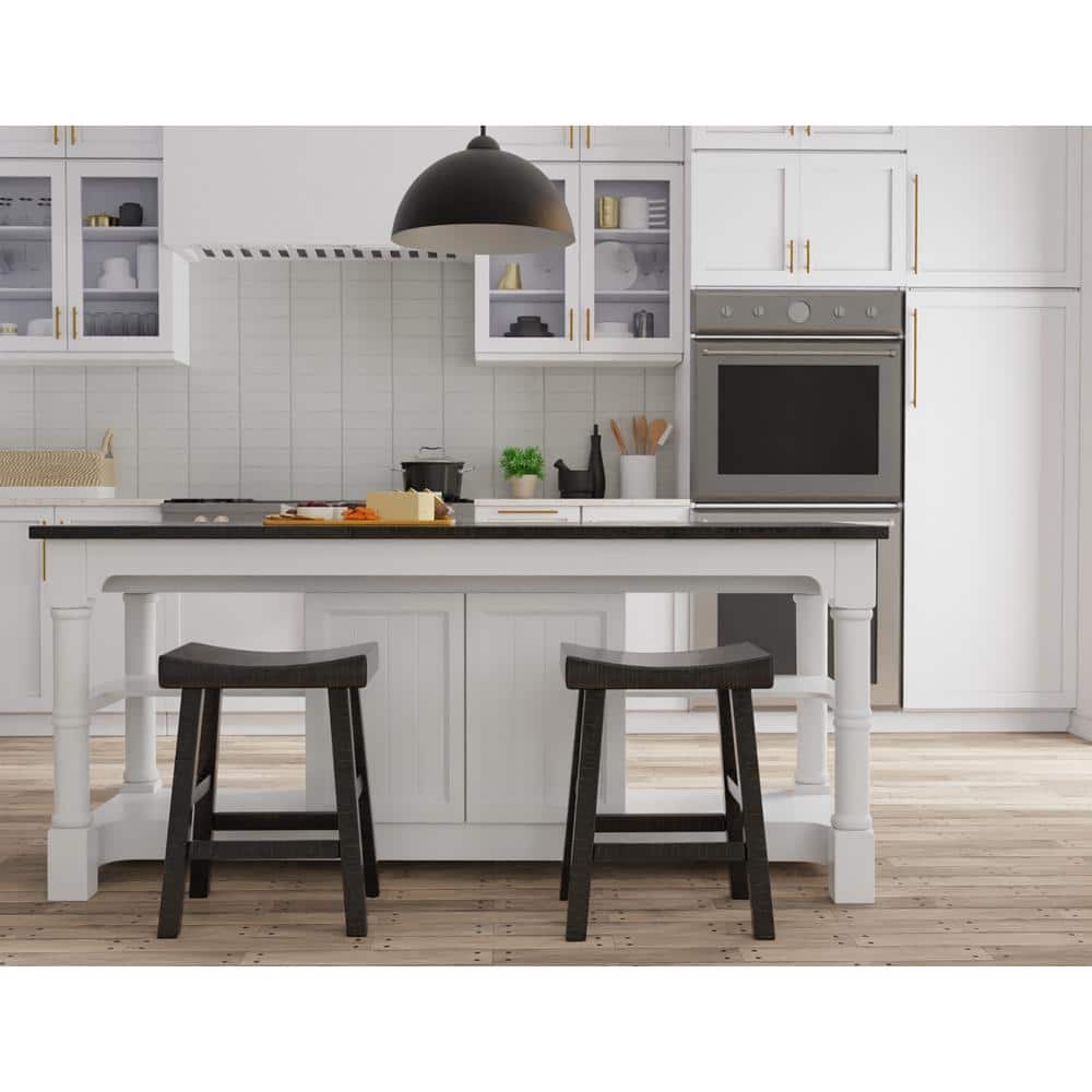 Espresso Solid Wood 28" Saddle Style Backless Counter Stool