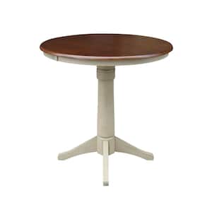 Olivia 36 in. Round Almond and Espresso Counter-Height Table