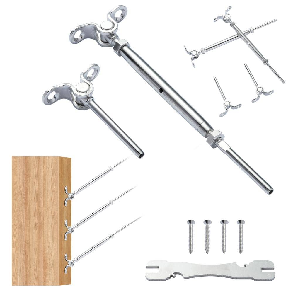 Log Railing Hardware VEVOR T316 Stainless Steel Adjustable Angle 1/8 in. Cable Railing Kit ...