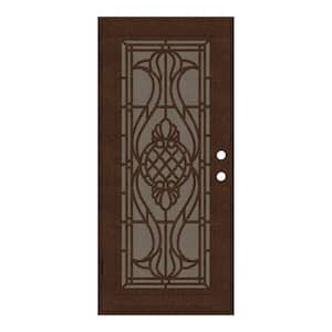 36 in. x 80 in. Manchester Copperclad Right-Hand Surface Mount Security Door with Brown Perforated Metal Screen