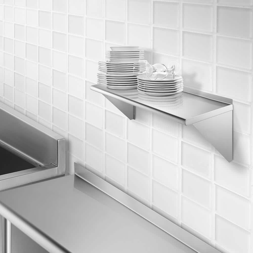 GRIDMANN 36" Stainless Steel Wall Mount Shelf with Backsplash
