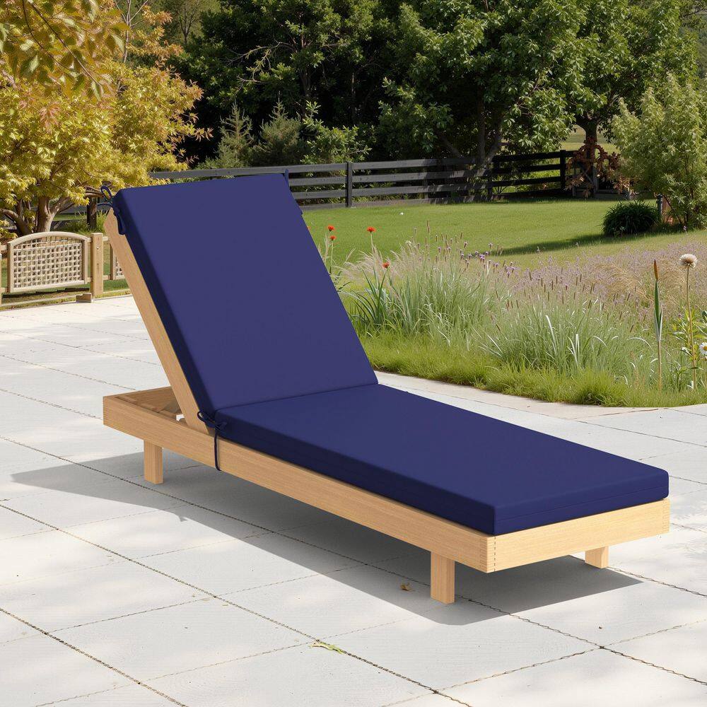 72 in. x 21 in. Lounge Chair Cushions Replacement for Outdoor Furniture with Ties in Navy Blue price history on PriceWatchPro