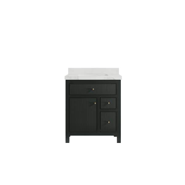 Willow Collections Sonoma 30 in. W x 22 in. D x 36 in. H Bath Vanity in Dark Green with 2 in. Calacatta Nuvo Top