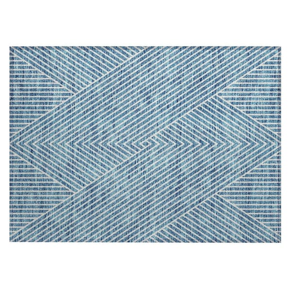 Chantille Machine Washable Indoor/Outdoor Abstract ACN937 Teal 1 ft. 8 in. x 2 ft. 6 in. Area Rug