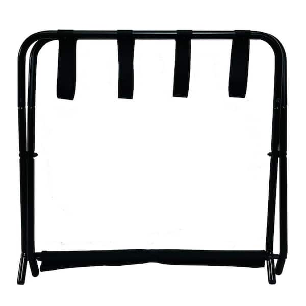 SignatureHome Shanon Black Finish Folding Luggage Rack 1 Storage Shelve