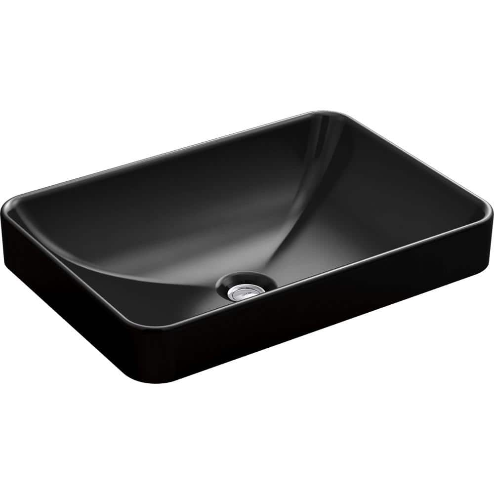 KOHLER Vox Rectanglular Vitreous China Bathroom Vessel Sink in Black ...