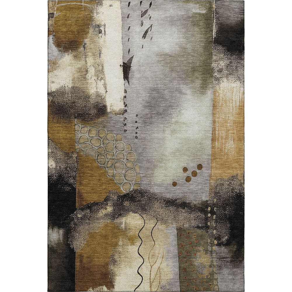Mayfield Premium Machine Washable Abstract AMF2127 Chocolate 3 ft. x 5 ft. Area Rug price history on PriceWatchPro