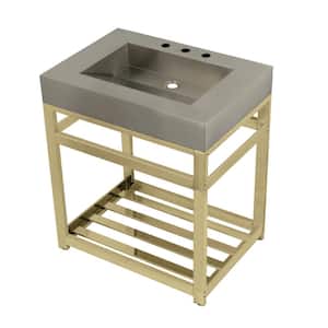 31 in. Vanity in Polished Brass with Stainless Steel Vanity Top