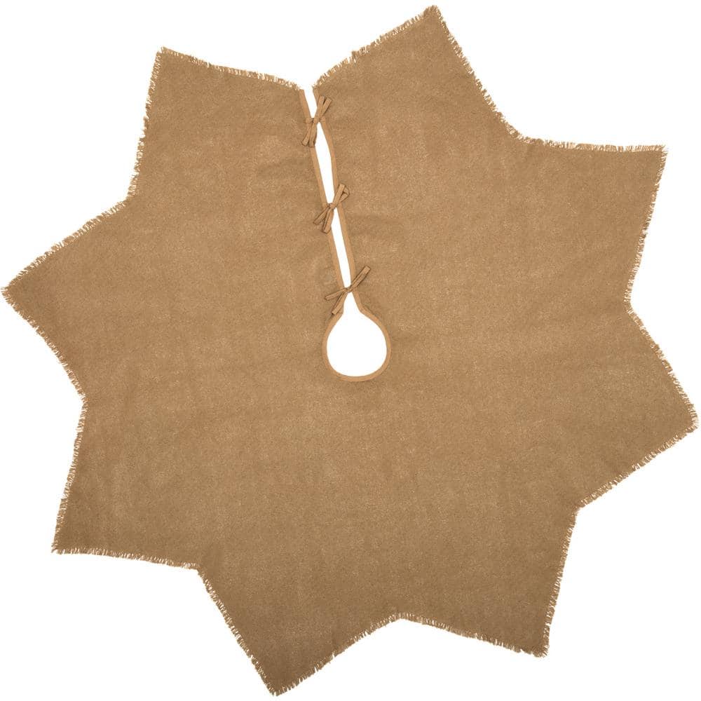 Natural Burlap 48-Inch Star-Shaped Christmas Tree Skirt