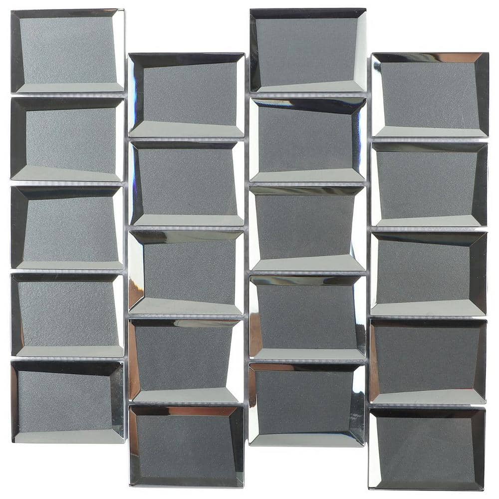 Ivy Hill Tile Aiga Glam Slate Gray 3 in. x 0.31 in. Polished Glass Wall
