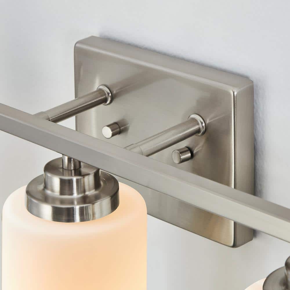 Brushed Nickel 5-Light Vanity Fixture with Frosted Glass Shades
