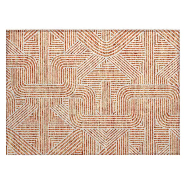 Chantille Machine Washable Indoor/Outdoor Abstract ACN917 Orange 1 ft. 8 in. x 2 ft. 6 in. Area Rug