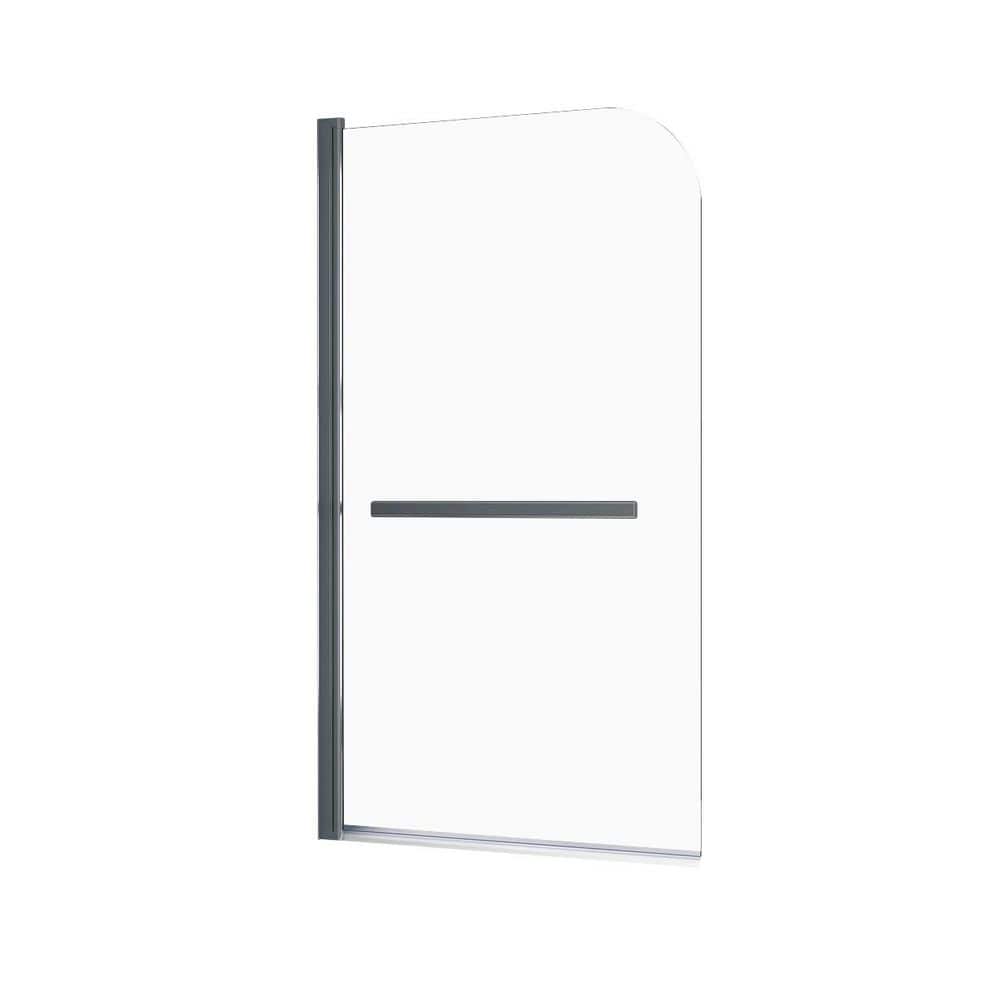 31 in. W x 55 in. H Pivot Frameless Bath Screen Tub Door in Matte Black with Clear Tempered Glass Shower Panel price history on PriceWatchPro