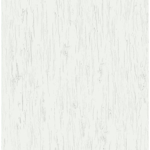 56 sq. ft. Metallic Silver Snow Alaska Birch Faux Texture Unpasted Wallpaper Roll